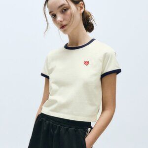 Marithe and Francois Girbaud Korean white t shirt red logo baseball - Size M